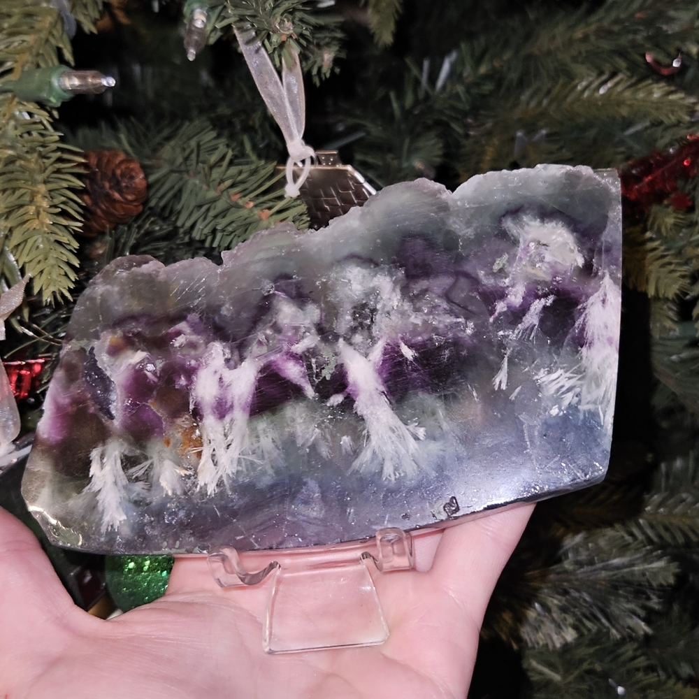 Fluorite Crystal slab with stand